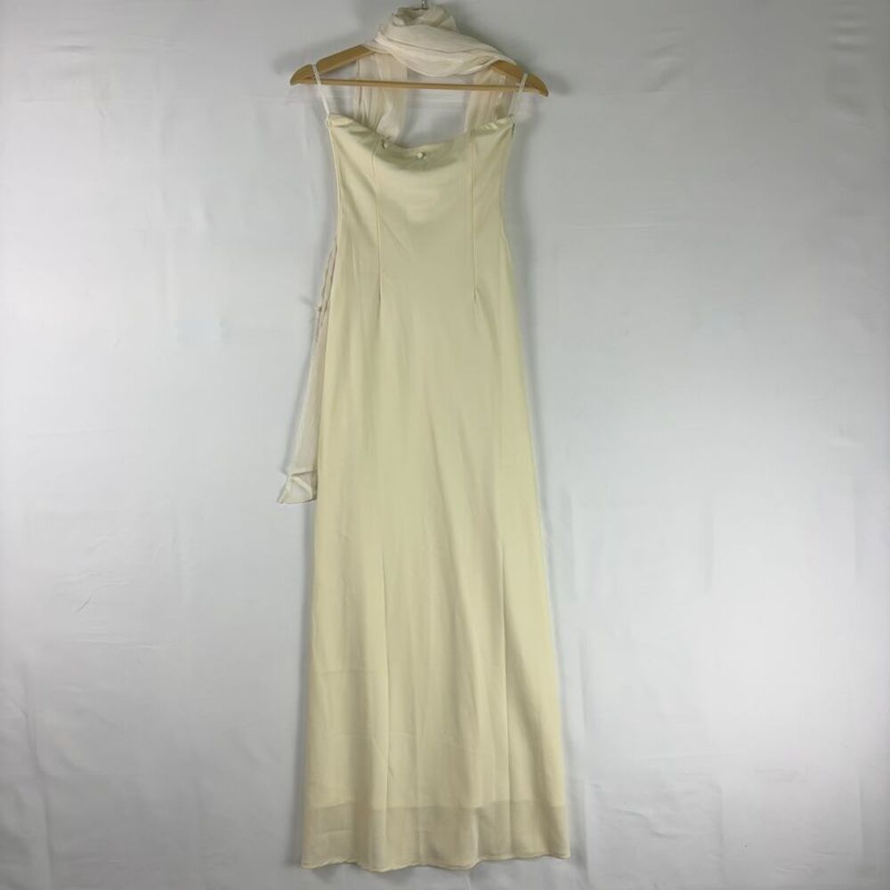 Elegant Cream Maxi Dress with Scarf